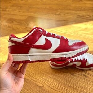 Nike Red and White low dunks